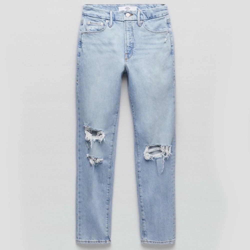 GOOD AMERICAN x ZARA Classic Slim Distressed Jeans Size 30